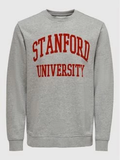 Ολοκαίνουργιο 😀 Only & Sons Άνδρες Μπλούζες Χωρίς Φερμουάρ Μπλούζα Dylan 22023066 Γκρι Regular Fit 😀