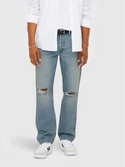 Προϋπολογισμός ❤️ Only & Sons Άνδρες Τζιν Edge 22023543 Μπλε Loose Fit 🛒