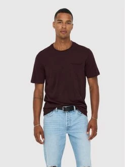 Αγορά 💯 Only & Sons Άνδρες T-shirts T-Shirt Roy 22022531 Μπορντό Regular Fit ❤️