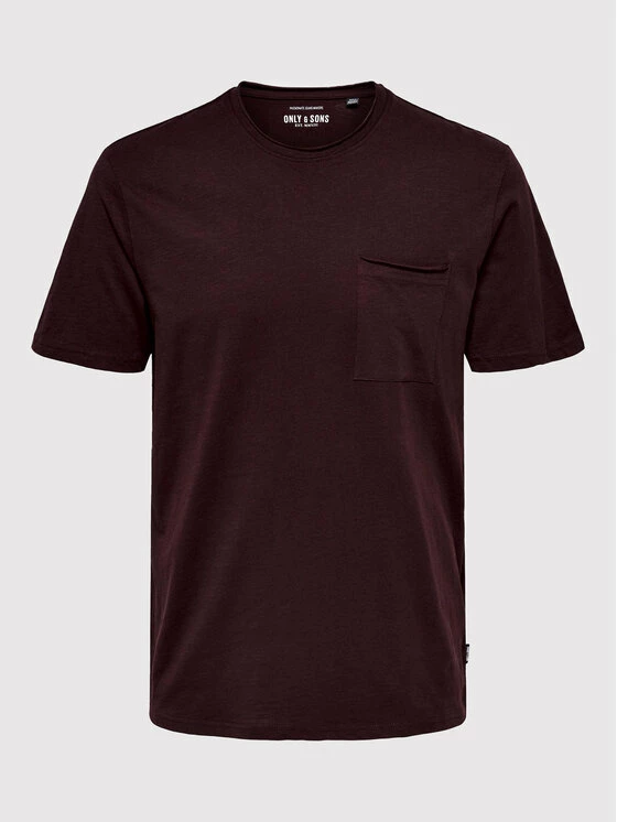 Αγορά 💯 Only & Sons Άνδρες T-shirts T-Shirt Roy 22022531 Μπορντό Regular Fit ❤️ - Image 6
