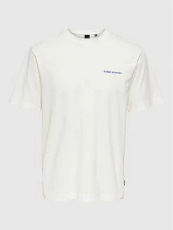 Φτηνός 👍 Only & Sons Άνδρες T-shirts T-Shirt Fred 22023090 Λευκό Relaxed Fit 🔔