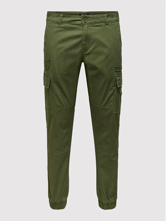 Ολοκαίνουργιο ✔️ Only & Sons Άνδρες Υφασμάτινα Παντελόνια Παντελόνι υφασμάτινο Cam 22023053 Πράσινο Regular Fit ✔️