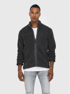 Ολοκαίνουργιο 🔔 Only & Sons Άνδρες Μπλούζες Με Φερμουάρ Μπλούζα Houston 22022099 Γκρι Regular Fit 🔥