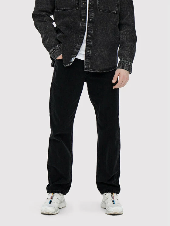 Best Pirce 🥰 Only & Sons Άνδρες Τζιν Edge 22022961 Μαύρο Loose Fit 👏