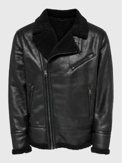 Πολύ καλή προσφορά 🛒 Only & Sons Άνδρες Δερμάτινα Μπουφάν Μπουφάν από απομίμηση δέρματος Ryan 22023807 Μαύρο Regular Fit ❤️