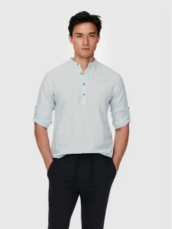 Εξοδος 💯 Only & Sons Άνδρες Casual Πουκάμισα Πουκάμισο Caiden 22009883 Μπλε Regular Fit 👍