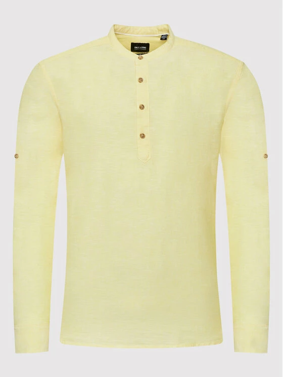 Εκπτωση 🎁 Only & Sons Άνδρες Casual Πουκάμισα Πουκάμισο Caiden 22009883 Κίτρινο Regular Fit 🥰