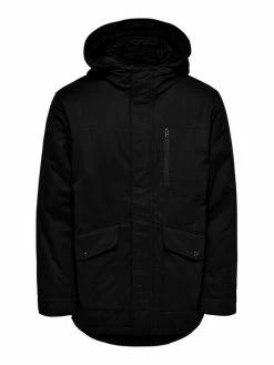 Flash Sale 🤩 Only & Sons Άνδρες Μπουφάν Παρκά Parka Elliot 22019342 Μαύρο Regular Fit ❤️