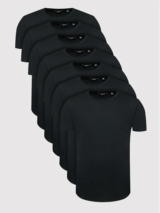 Το φθηνότερο 😉 Only & Sons Άνδρες Σετ T-shirts 7 τεμαχίων Matt 22012787 Μαύρο Regular Fit 👏