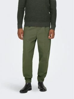 Συμφωνίες 🎁 Only & Sons Άνδρες Υφασμάτινα Παντελόνια Παντελόνι υφασμάτινο Dew 22023476 Πράσινο Tapered Fit 🎁