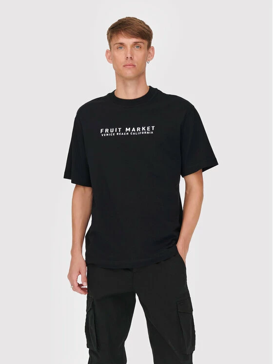 Το φθηνότερο 🌟 Only & Sons Άνδρες T-shirts T-Shirt Ismael 22022141 Μαύρο Relaxed Fit 👍