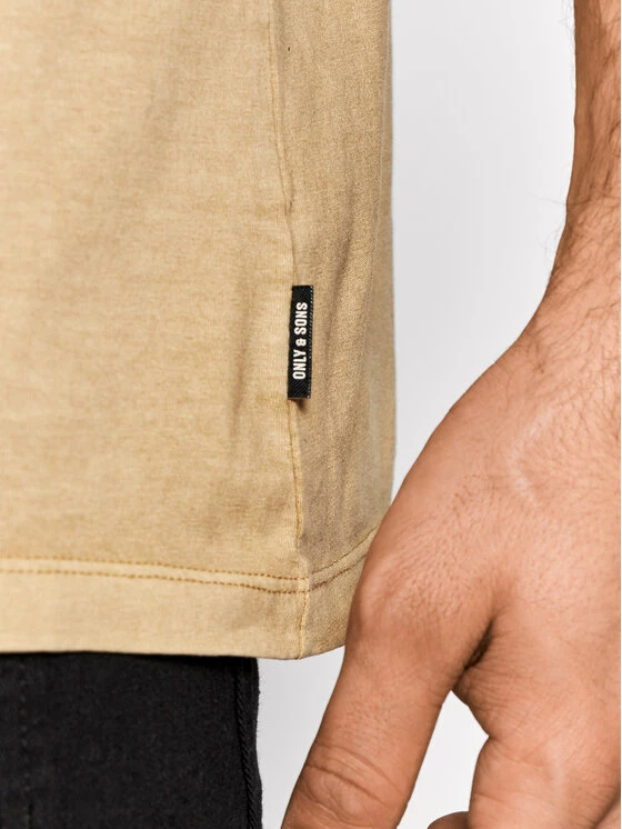 Καλύτερη πώληση 🛒 Only & Sons Άνδρες T-shirts T-Shirt Ron 22020928 Μπεζ Regular Fit 🔔 - Image 4