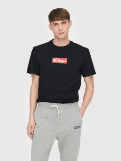 Φτηνός 🎁 Only & Sons Άνδρες T-shirts T-Shirt Kelloggs 22022250 Μαύρο Regular Fit 🔥