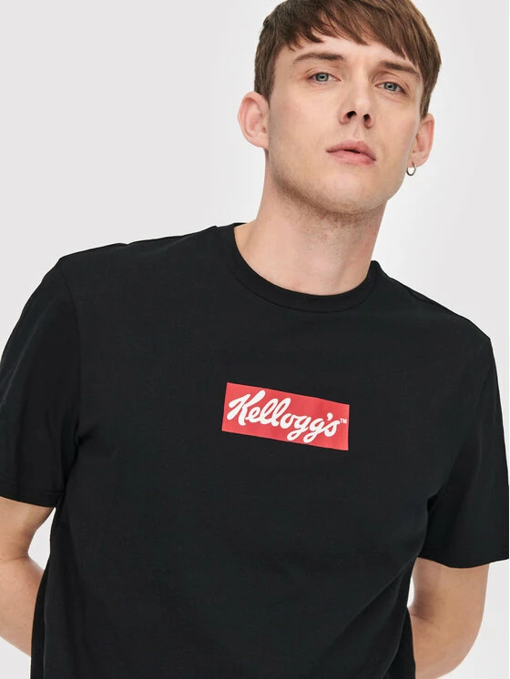 Φτηνός 🎁 Only & Sons Άνδρες T-shirts T-Shirt Kelloggs 22022250 Μαύρο Regular Fit 🔥 - Image 4