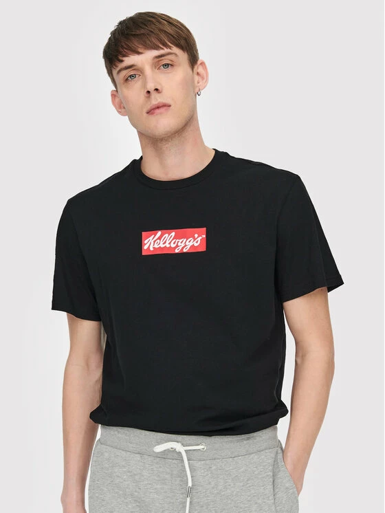 Φτηνός 🎁 Only & Sons Άνδρες T-shirts T-Shirt Kelloggs 22022250 Μαύρο Regular Fit 🔥 - Image 5