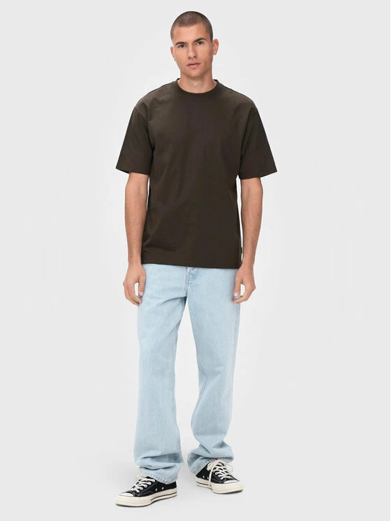 Best Pirce 🔥 Only & Sons Άνδρες T-shirts T-Shirt Fred 22022532 Καφέ Relaxed Fit 🎁 - Image 2