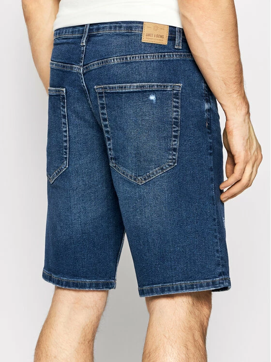 Ολοκαίνουργιο 😉 Only & Sons Άνδρες Τζιν Σορτς Τζιν σορτσάκια Avi 22022105 Σκούρο μπλε Regular Fit 🎁 - Image 3