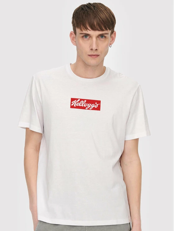 Εξοδος 😍 Only & Sons Άνδρες T-shirts T-Shirt Kelloggs 22022250 Λευκό Regular Fit 😍 - Image 4