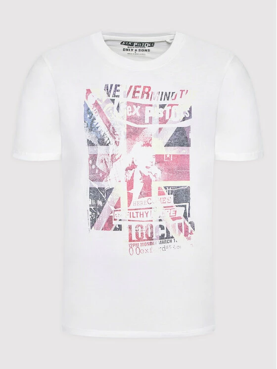 Πολύ καλή προσφορά 🌟 Only & Sons Άνδρες T-shirts T-Shirt Pistol 22021853 Λευκό Regular Fit ❤️ - Image 5