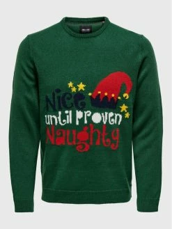 ΧΟΝΔΡΙΚΟ ΕΜΠΟΡΙΟ ⌛ Only & Sons Άνδρες Πουλόβερ Xmas 22023350 Πράσινο Regular Fit 🌟
