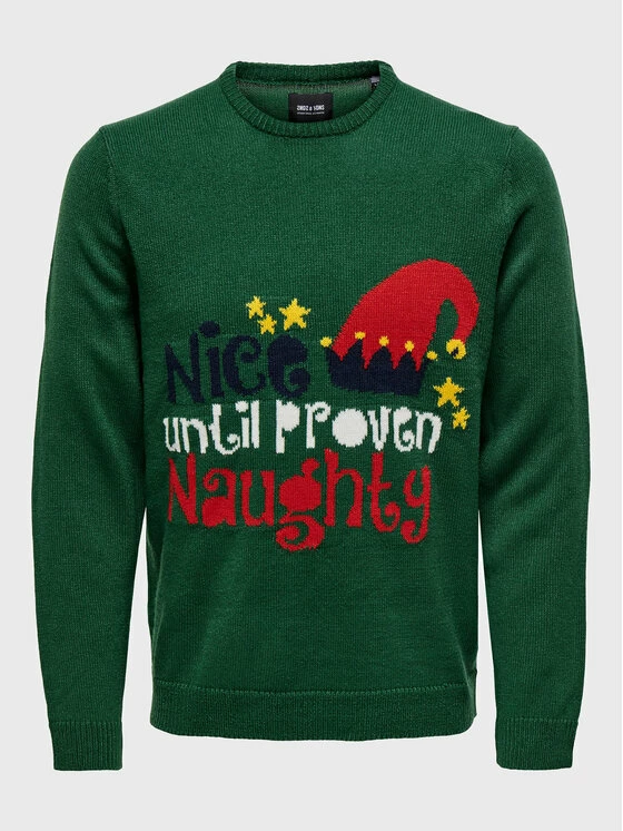ΧΟΝΔΡΙΚΟ ΕΜΠΟΡΙΟ ⌛ Only & Sons Άνδρες Πουλόβερ Xmas 22023350 Πράσινο Regular Fit 🌟