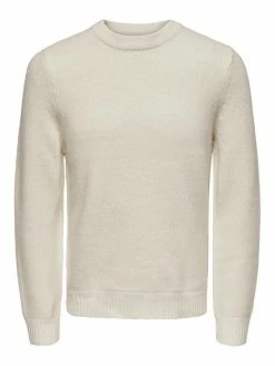 Εξοδος 😀 Only & Sons Άνδρες Πουλόβερ Rio 22023198 Εκρού Regular Fit 💯