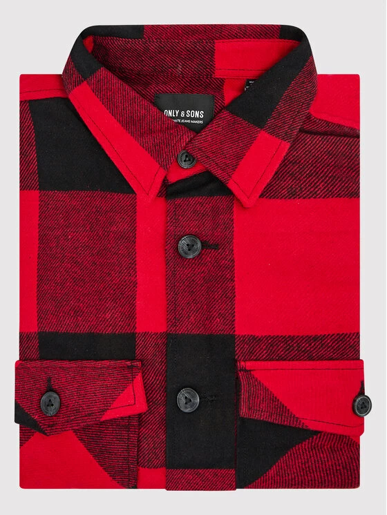 Η καλύτερη συμφωνία 👍 Only & Sons Άνδρες Casual Πουκάμισα Πουκάμισο Milo 22019854 Κόκκινο Relaxed Fit 🎉 - Image 6