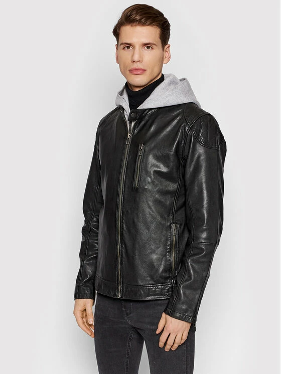 Προϋπολογισμός ⭐ Only & Sons Άνδρες Δερμάτινα Μπουφάν Μπουφάν δερμάτινο Kiffer 22020418 Μαύρο Regular Fit ✨