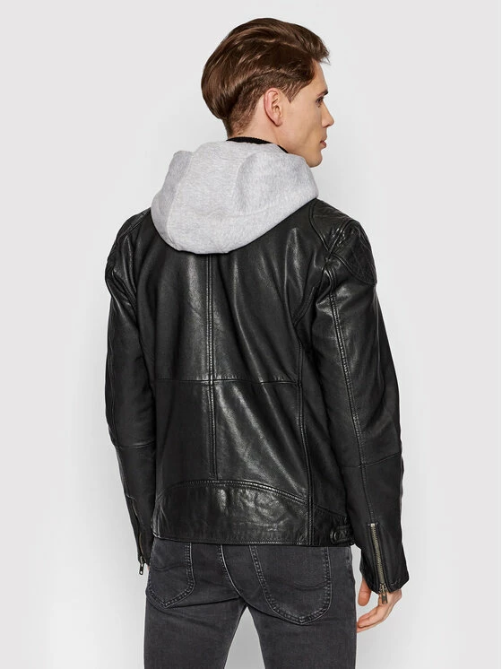 Προϋπολογισμός ⭐ Only & Sons Άνδρες Δερμάτινα Μπουφάν Μπουφάν δερμάτινο Kiffer 22020418 Μαύρο Regular Fit ✨ - Image 3
