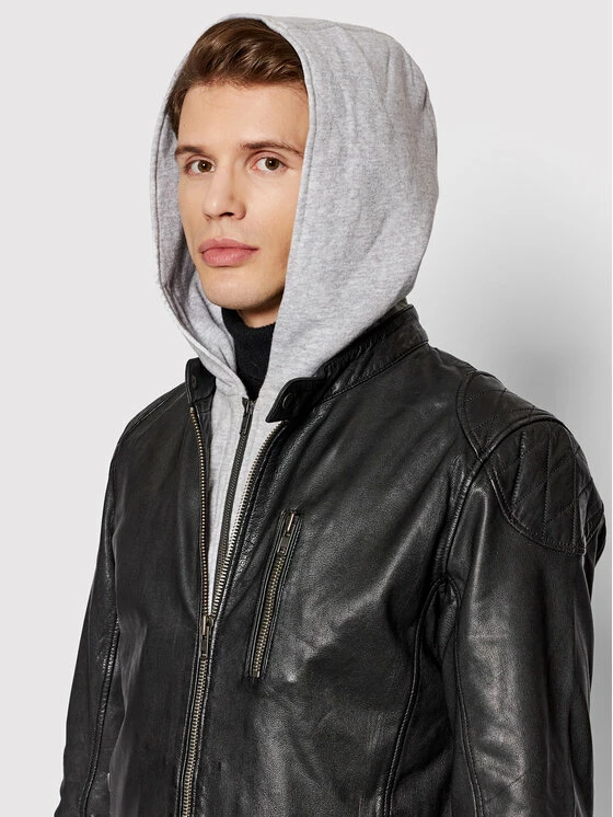 Προϋπολογισμός ⭐ Only & Sons Άνδρες Δερμάτινα Μπουφάν Μπουφάν δερμάτινο Kiffer 22020418 Μαύρο Regular Fit ✨ - Image 5