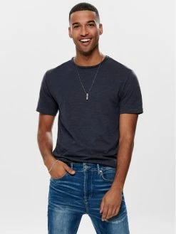 Εκπτωση ⌛ Only & Sons Άνδρες T-shirts T-Shirt Albert 22005108 Σκούρο μπλε Regular Fit 🤩