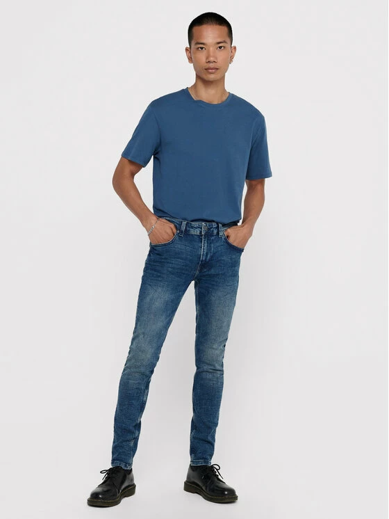 Το φθηνότερο 🧨 Only & Sons Άνδρες Τζιν Warp 22013620 Σκούρο μπλε Skinny Fit 👏 - Image 2