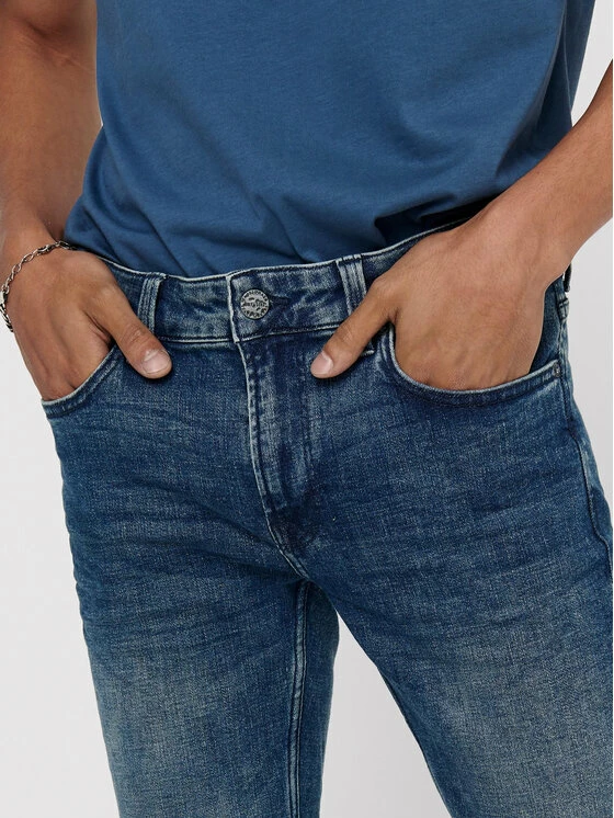 Το φθηνότερο 🧨 Only & Sons Άνδρες Τζιν Warp 22013620 Σκούρο μπλε Skinny Fit 👏 - Image 4