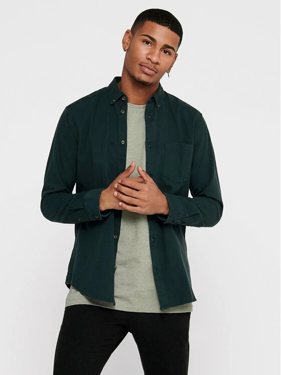 Προϋπολογισμός ⭐ Only & Sons Άνδρες Casual Πουκάμισα Πουκάμισο Bryce Life 22017285 Σκούρο μπλε Regular Fit 🌟