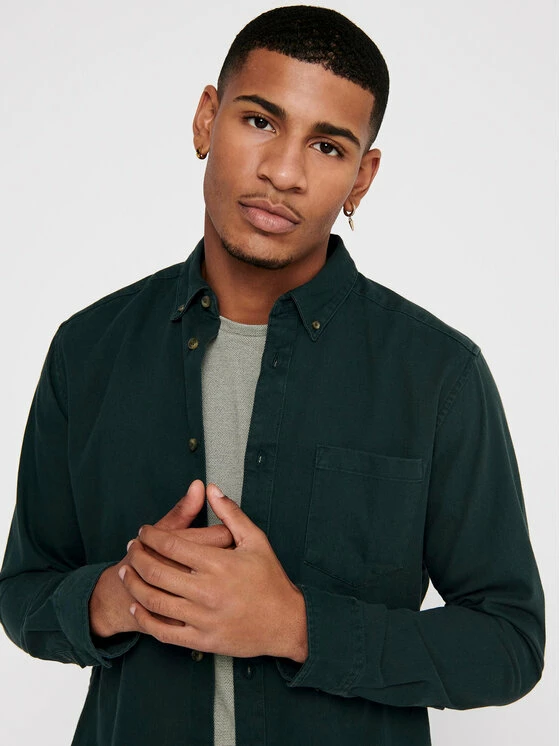 Προϋπολογισμός ⭐ Only & Sons Άνδρες Casual Πουκάμισα Πουκάμισο Bryce Life 22017285 Σκούρο μπλε Regular Fit 🌟 - Image 4