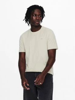 Τοπ 10 🔔 Only & Sons Άνδρες T-shirts T-Shirt Adam 22019288 Μπεζ Regular Fit 🛒
