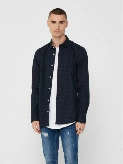 Εξοδος 🤩 Only & Sons Άνδρες Casual Πουκάμισα Πουκάμισο Bart 22017573 Σκούρο μπλε Slim Fit 👍