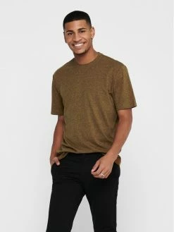 Flash Sale 🧨 Only & Sons Άνδρες T-shirts T-Shirt Dion 22017727 Καφέ Regular Fit 🎁