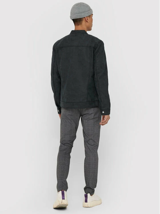 Νέος 😉 Only & Sons Άνδρες Δερμάτινα Μπουφάν Μπουφάν από απομίμηση δέρματος Jasper 22016572 Σκούρο μπλε Regular Fit 🎉 - Image 4