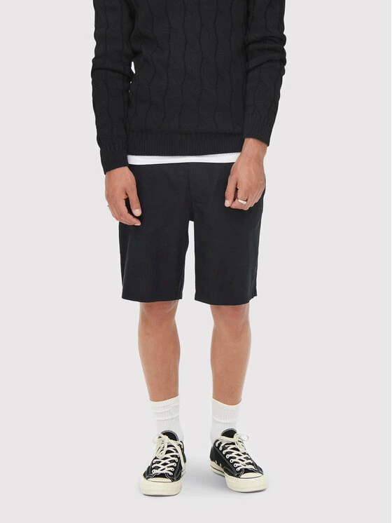 Εκπτωση 🤩 Only & Sons Άνδρες Υφασμάτινα Σορτς Σορτς υφασμάτινο Elliot 22022118 Σκούρο μπλε Regular Fit 🎁