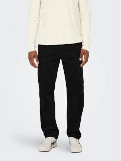 Καλύτερη πώληση 💯 Only & Sons Άνδρες Υφασμάτινα Παντελόνια Παντελόνι υφασμάτινο Edge-ed Life 22023473 Μαύρο Loose Fit 🔔