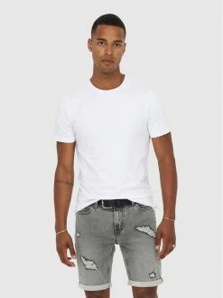 Best Pirce 🔥 Only & Sons Άνδρες Τζιν Σορτς Τζιν σορτσάκια Ply 22021893 Γκρι Regular Fit ✔️