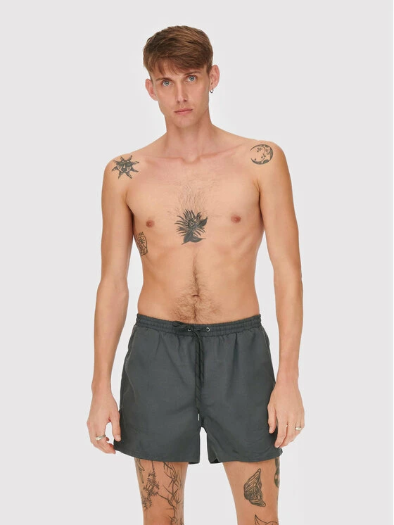 Καλύτερη πώληση ⭐ Only & Sons Άνδρες Σορτς κολύμβησης Ted 22021832 Γκρι Regular Fit ✔️