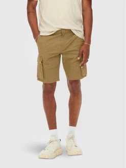 Πολύ καλή προσφορά 😉 Only & Sons Άνδρες Υφασμάτινα Σορτς Σορτς υφασμάτινο Cam 22016689 Καφέ Regular Fit 💯