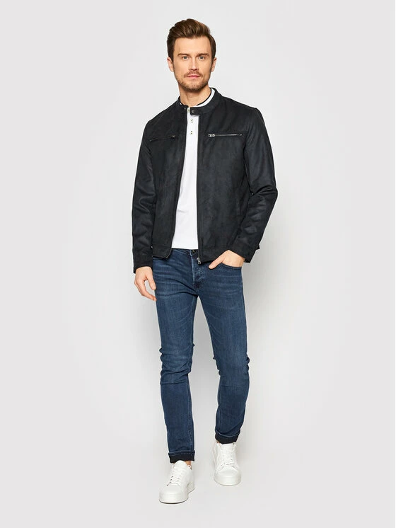 Ολοκαίνουργιο 🎁 Only & Sons Άνδρες Δερμάτινα Μπουφάν Μπουφάν από απομίμηση δέρματος Willow 22021446 Μαύρο Regular Fit 😉 - Image 2