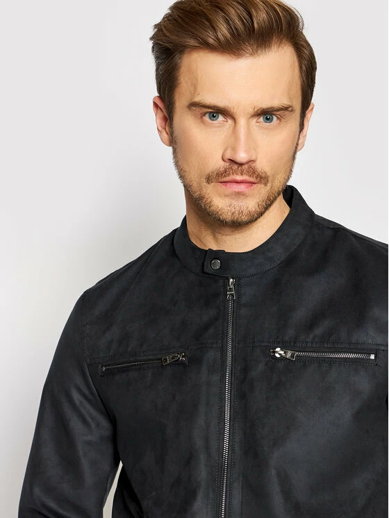 Ολοκαίνουργιο 🎁 Only & Sons Άνδρες Δερμάτινα Μπουφάν Μπουφάν από απομίμηση δέρματος Willow 22021446 Μαύρο Regular Fit 😉 - Image 4