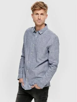 Η καλύτερη συμφωνία 🎉 Only & Sons Άνδρες Casual Πουκάμισα Πουκάμισο Caiden 22012321 Μπλε Slim Fit 👍