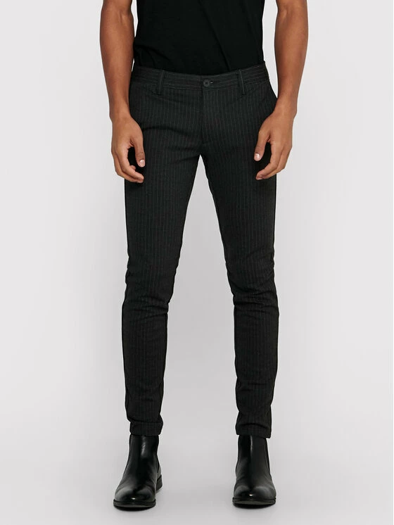 Φτηνός ❤️ Only & Sons Άνδρες Παντελόνια Chinos Παντελόνι Chino Mark 22013727 Γκρι Slim Fit 🥰