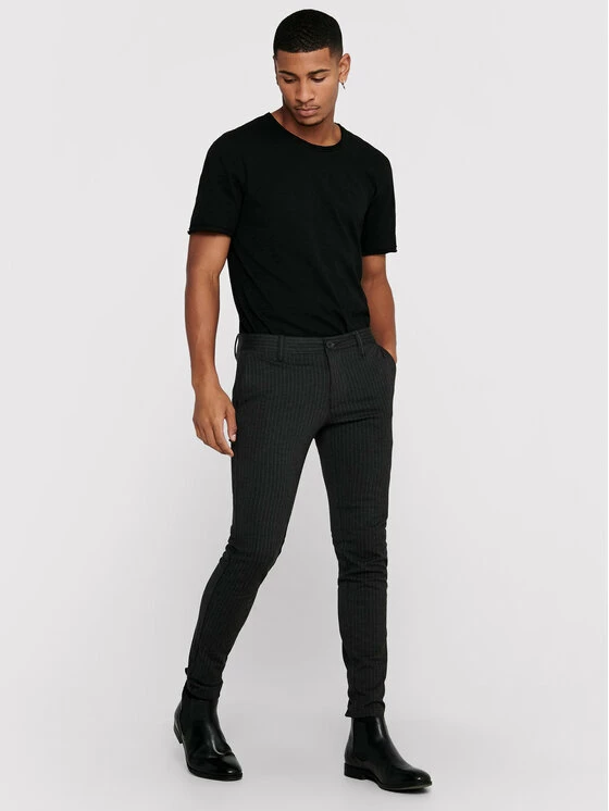 Φτηνός ❤️ Only & Sons Άνδρες Παντελόνια Chinos Παντελόνι Chino Mark 22013727 Γκρι Slim Fit 🥰 - Image 2