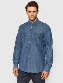 Προϋπολογισμός 🌟 Only & Sons Άνδρες Casual Πουκάμισα Τζιν πουκάμισο Silas 22021242 Μπλε Slim Fit 🛒